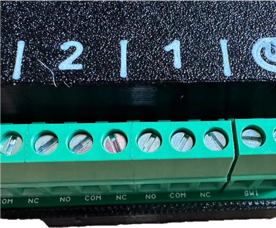 A wiring diagram showing a SavvyVan switch driving the control terminals of an external high-current relay, with the relay carrying the appliance’s own supply