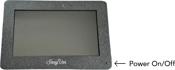 The front of a SavvyVan Lite panel, a wide touchscreen in a slim surround
