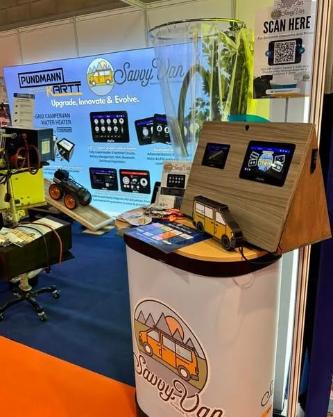 The SavvyVan stand at the 2024 NEC Motorhome and Caravan Show, shared with Pundmann and Kartt