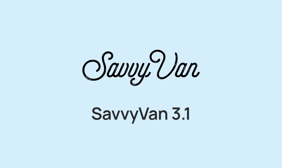 The SavvyVan logo and the words SavvyVan 3.1 on a pale blue panel - a placeholder until there is a photograph of the controller