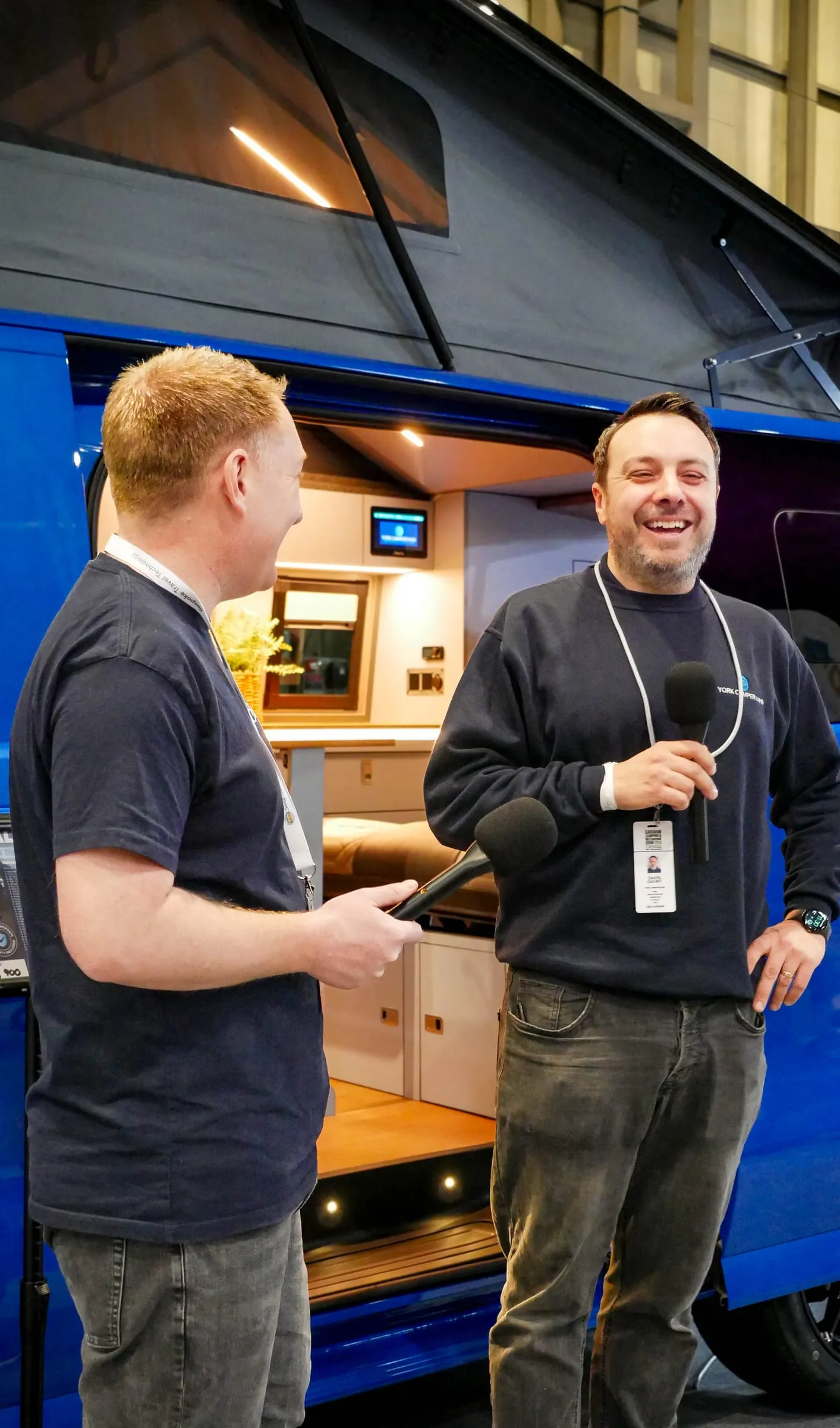 Simon from SavvyVan with the team at York Campers, beside a finished conversion