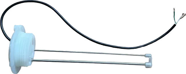 A CBE PC200 water probe with its white connector removed, showing three coloured wires
