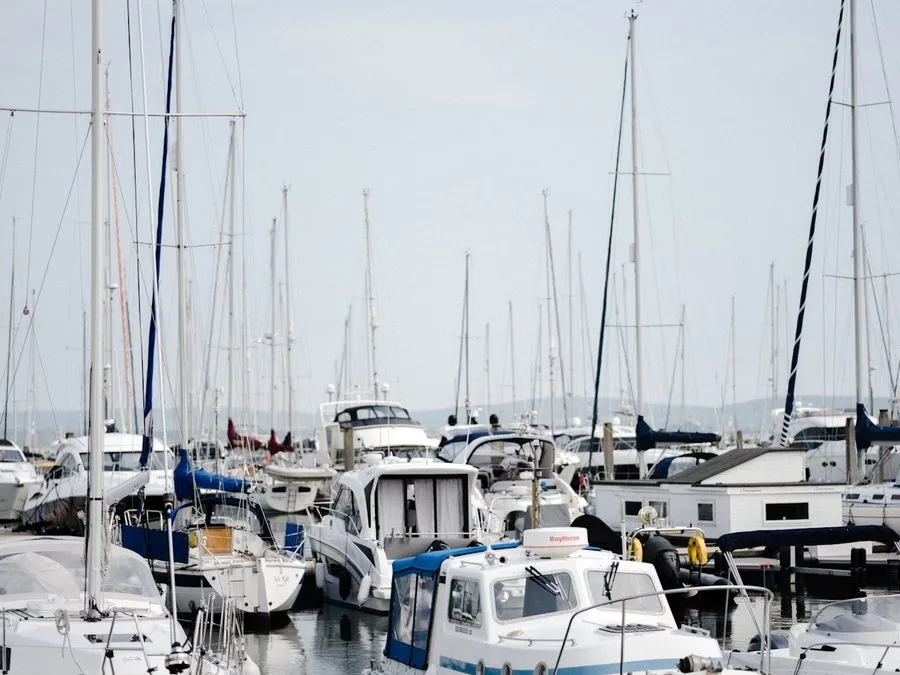 Leisure boats moored in a marina